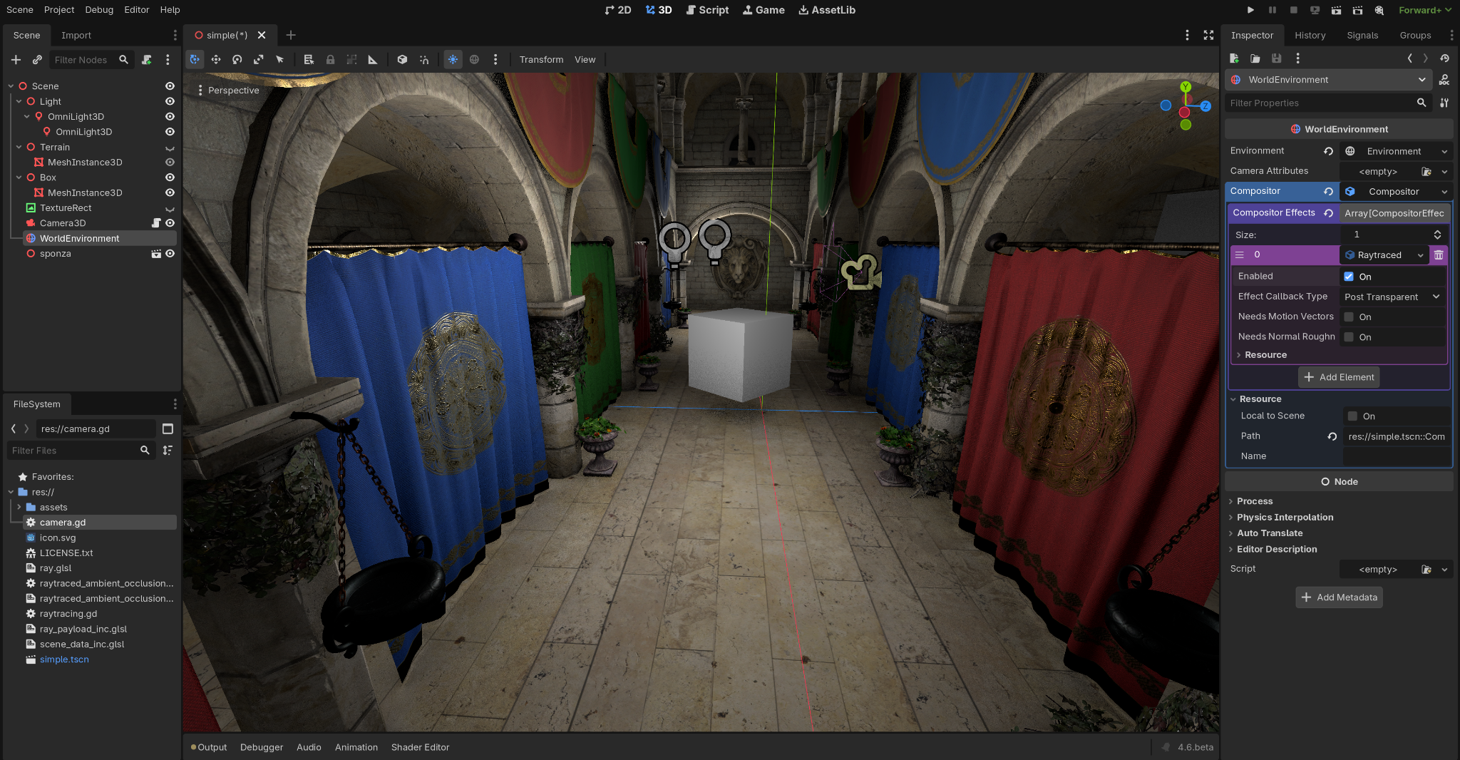 Forward-plus with ray traced ambient occlusion