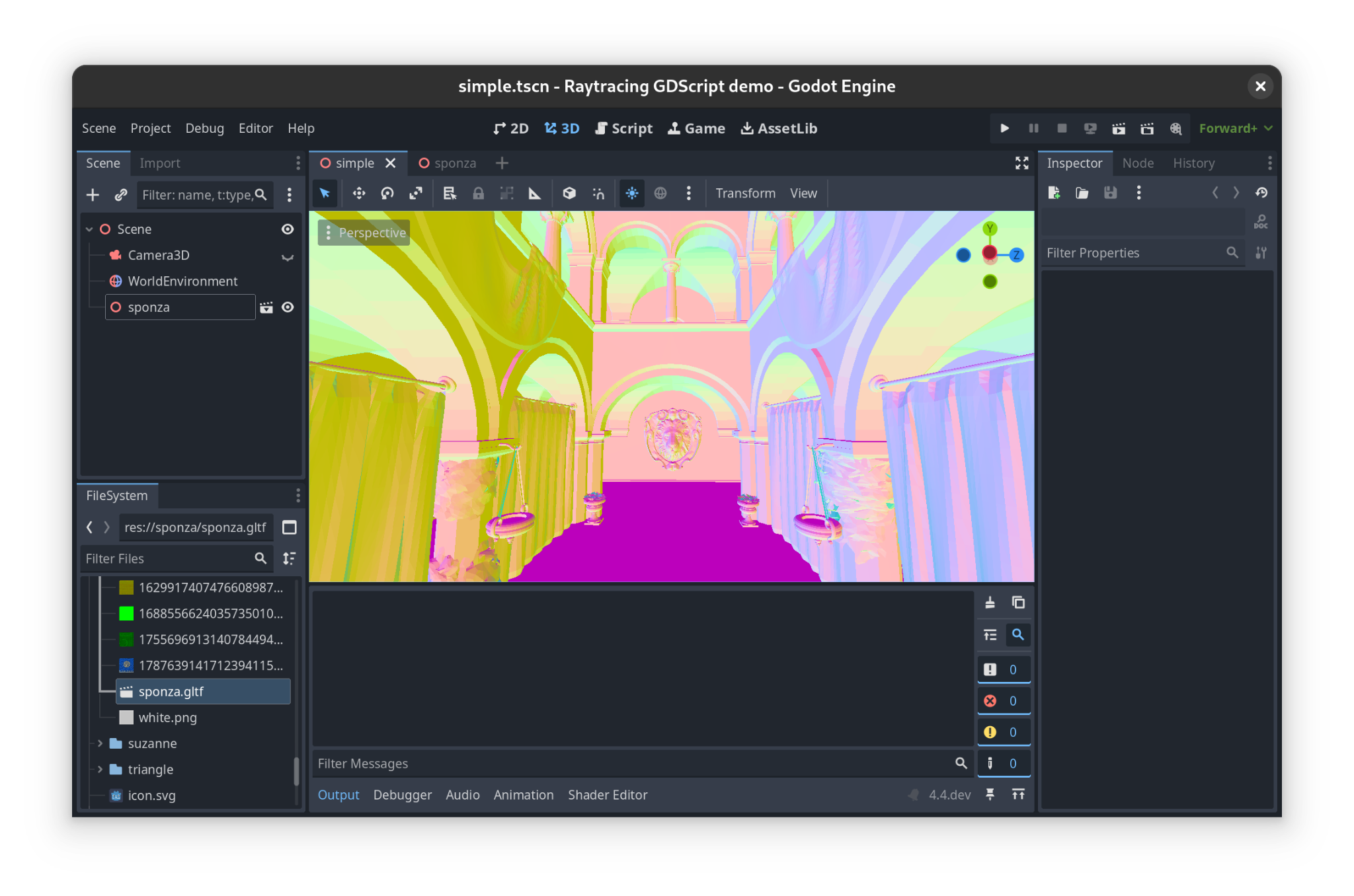 Full Sponza rendered with ray tracing